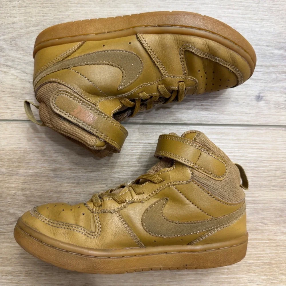 Nike Court Borough Mid 2 Wheat Gum Kids Sneakers CD7783-701 Size 13C